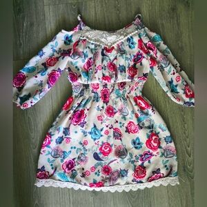 Zunie Floral Dress with Lace Accents 6Y